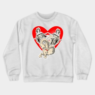 Medieval princess with dragon and heart Crewneck Sweatshirt